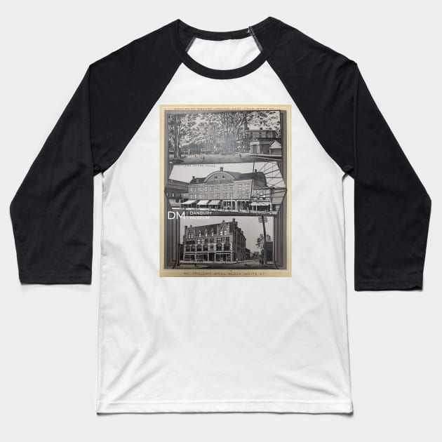 Danbury Iconic Buildings Baseball T-Shirt by Danbury Museum